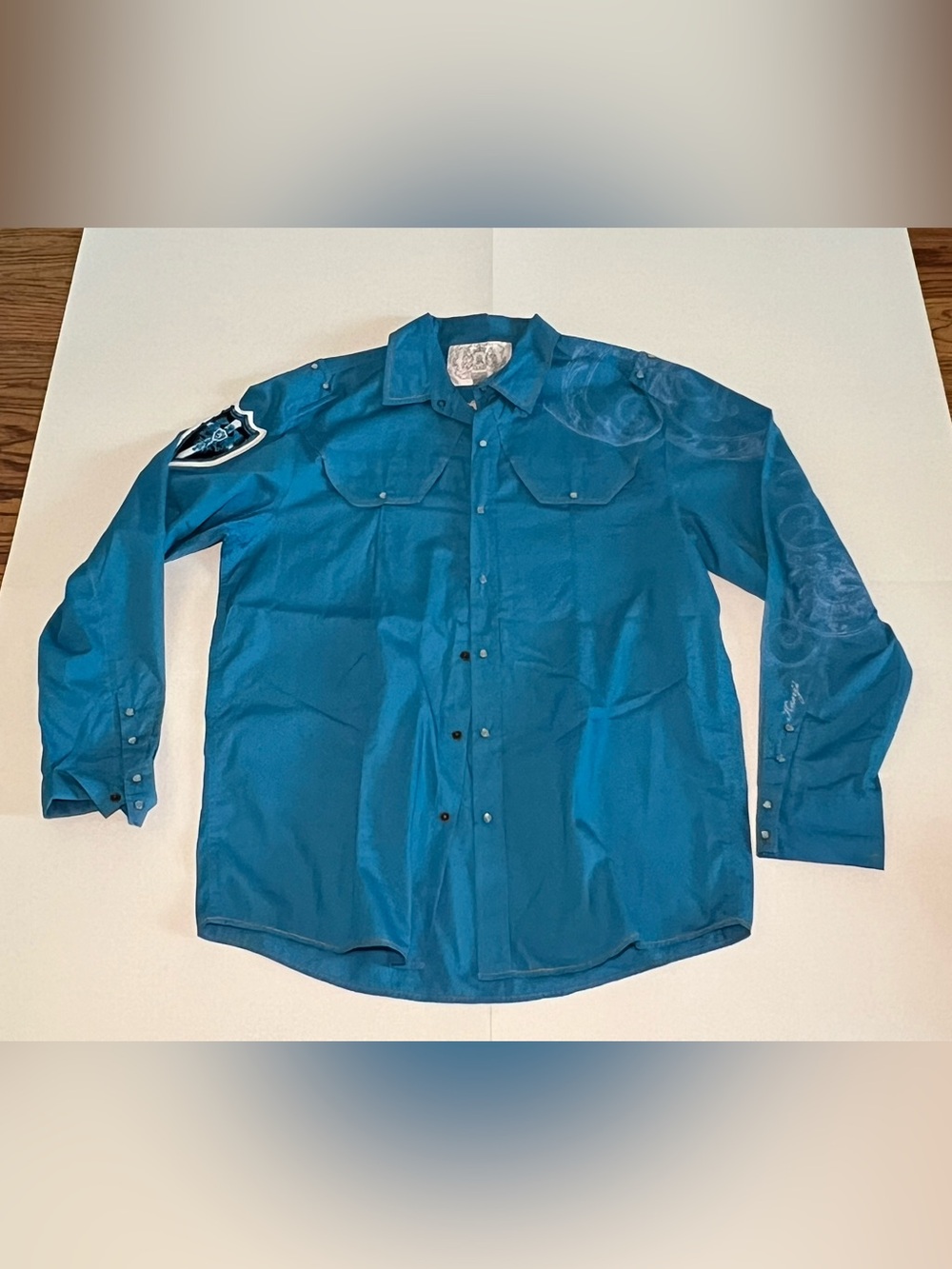 Men's Teal Western Button-Down Shirt